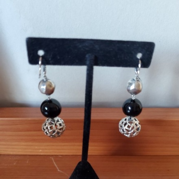 David Yurman Onyx Quatrefoil Dangle Earrings - Picture 2 of 2